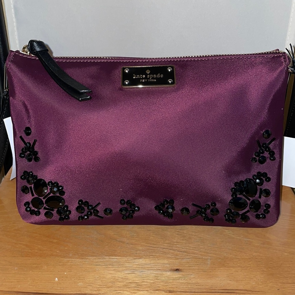 Kate Spade Madelyne Embellished Deep Plum Crossbody NWT
